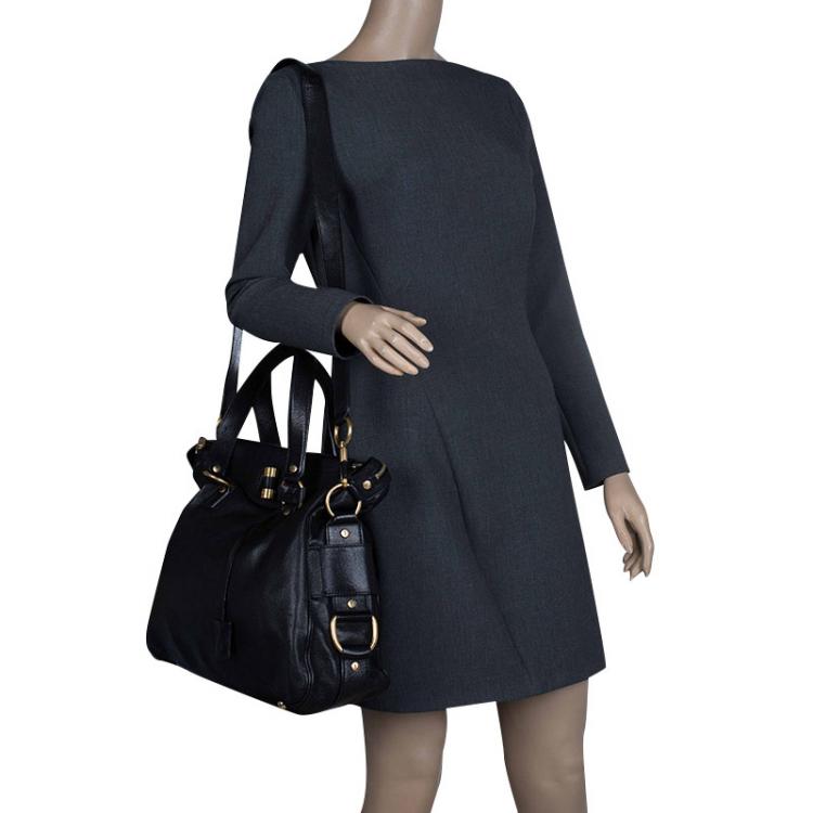 Pre Owned Saint Laurent Paris Black Leather Medium Rive Gauche Tote