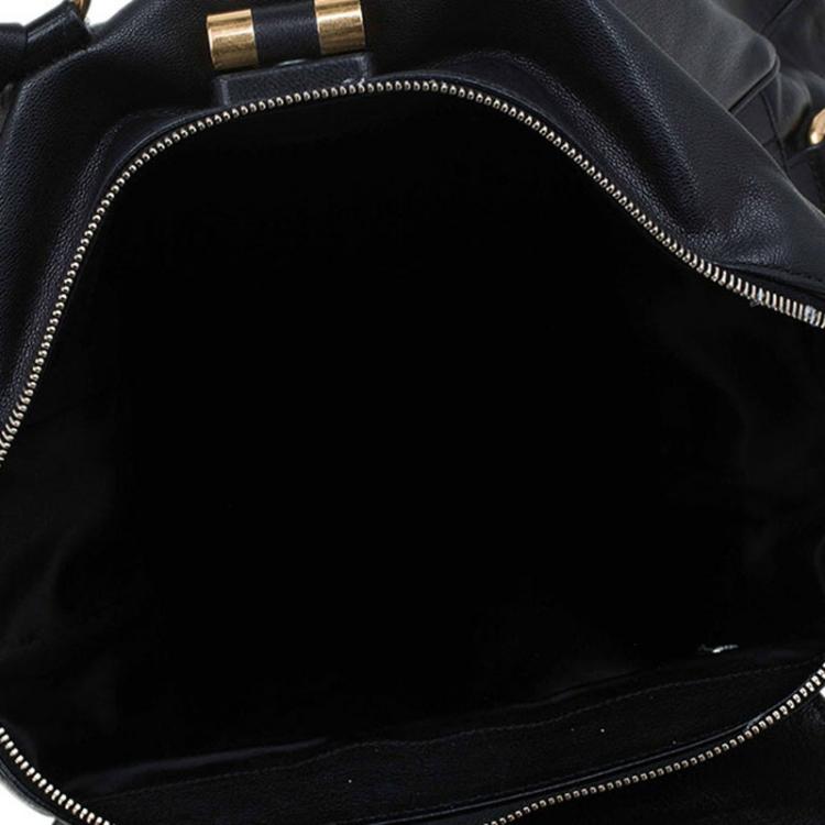 Pre Owned Saint Laurent Paris Black Leather Medium Rive Gauche Tote