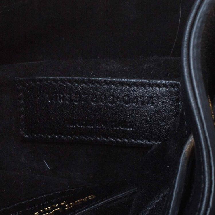 Pre Owned Saint Laurent Paris Black Leather Small Emmanuelle Fringed Bucket Bag