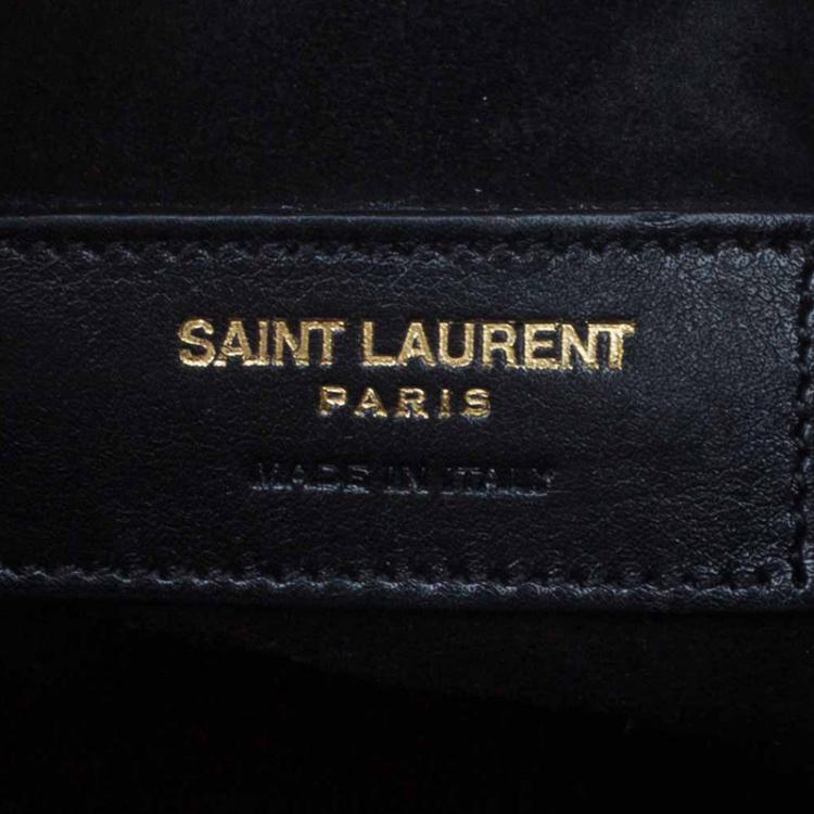 Pre Owned Saint Laurent Paris Black Leather Small Emmanuelle Fringed Bucket Bag