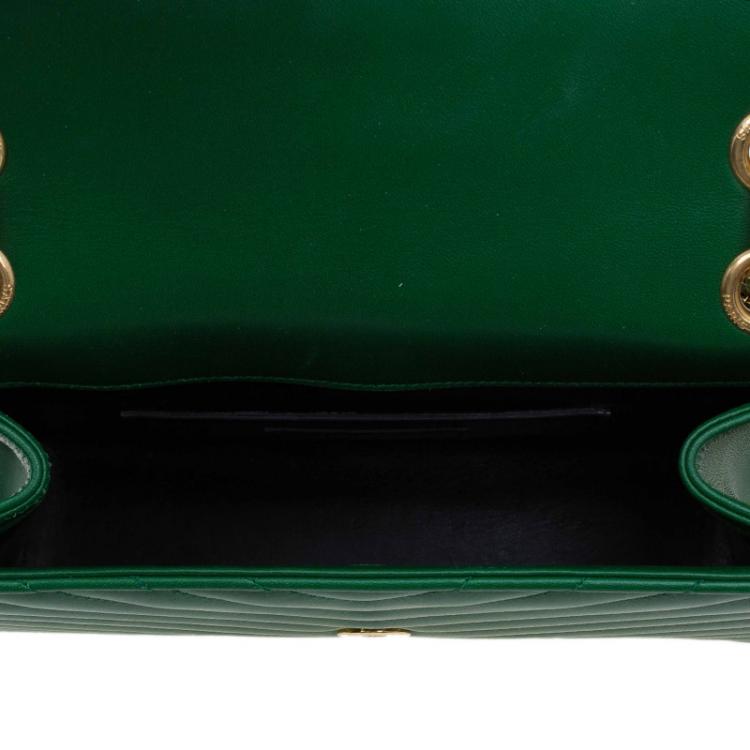 Pre Owned Saint Laurent Paris Green Leather Medium Cassandre Flap Bag