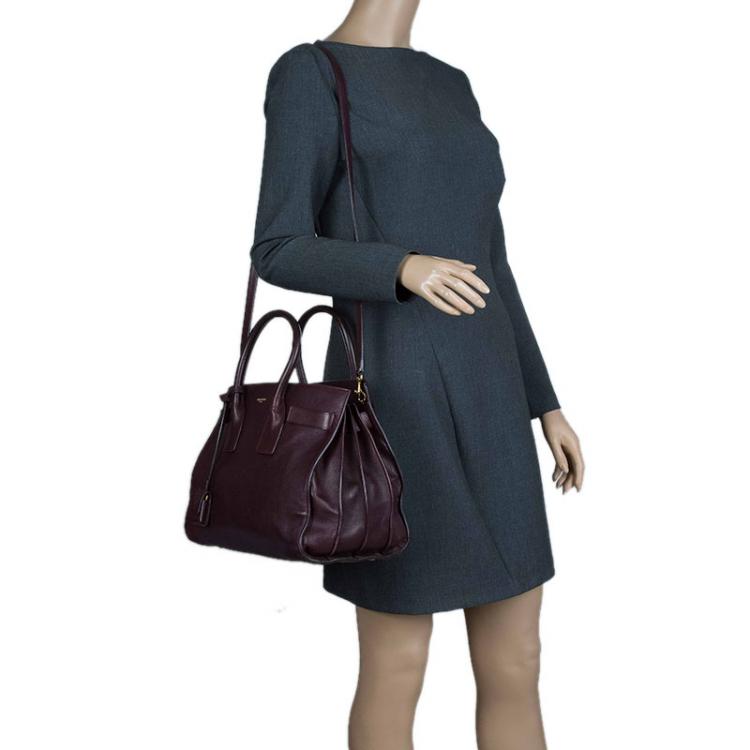 Pre Owned Saint Laurent Paris Burgundy Leather Small Classic Sac De Jour Tote