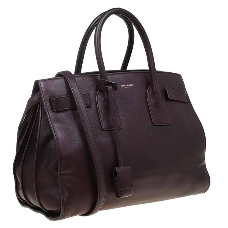 Pre Owned Saint Laurent Paris Burgundy Leather Small Classic Sac De Jour Tote