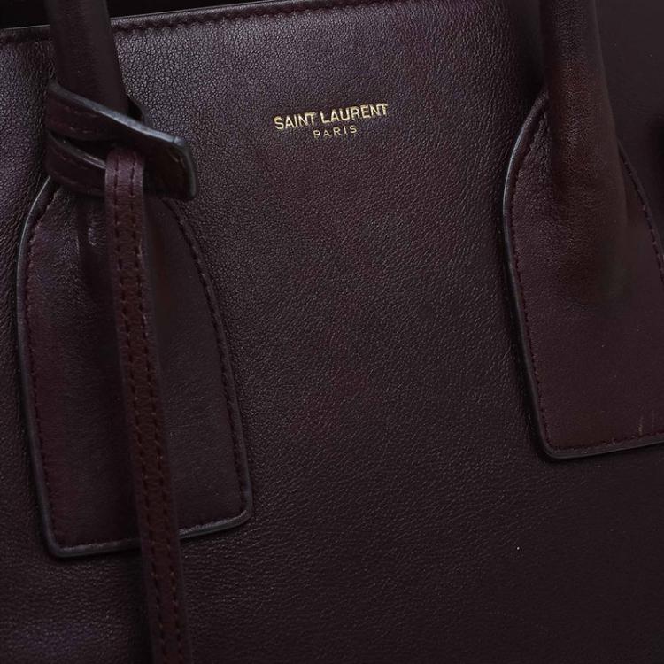 Pre Owned Saint Laurent Paris Burgundy Leather Small Classic Sac De Jour Tote