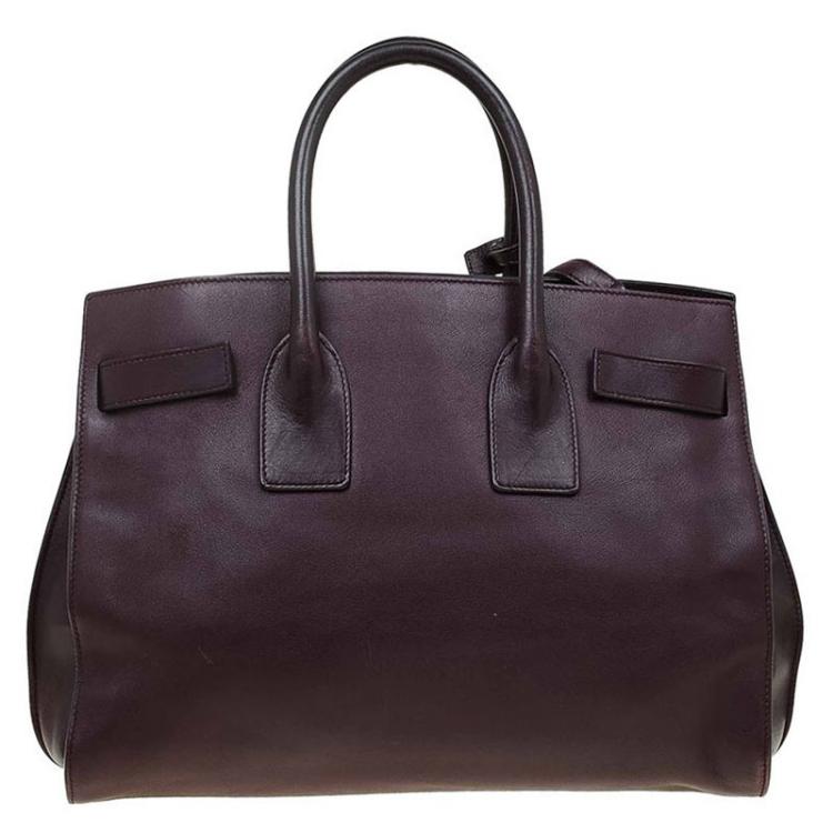 Pre Owned Saint Laurent Paris Burgundy Leather Small Classic Sac De Jour Tote