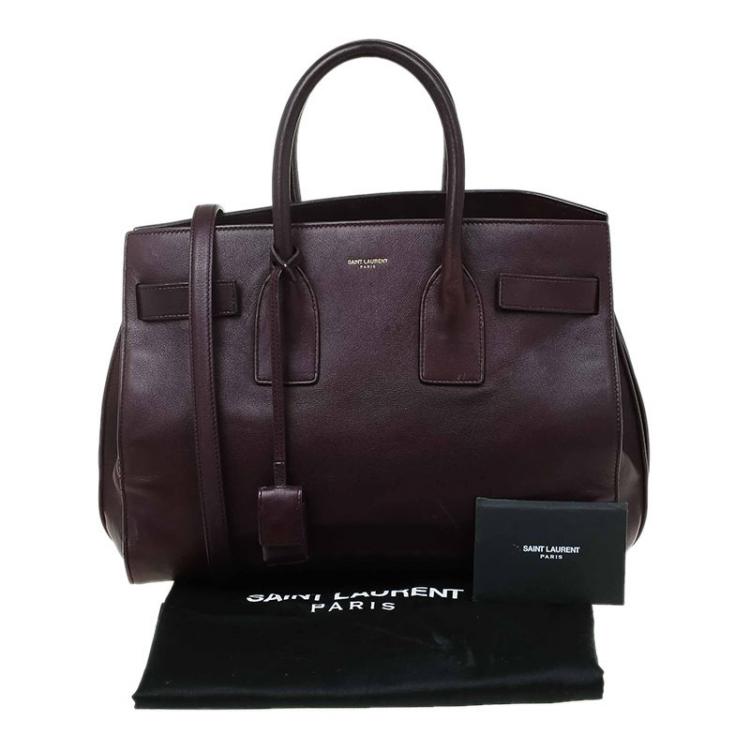 Pre Owned Saint Laurent Paris Burgundy Leather Small Classic Sac De Jour Tote
