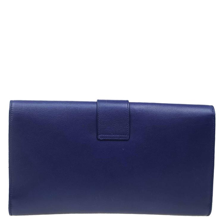 Pre Owned Saint Laurent Paris Blue Leather Large Chyc Clutch