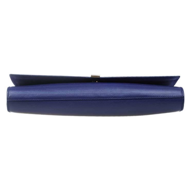 Pre Owned Saint Laurent Paris Blue Leather Large Chyc Clutch