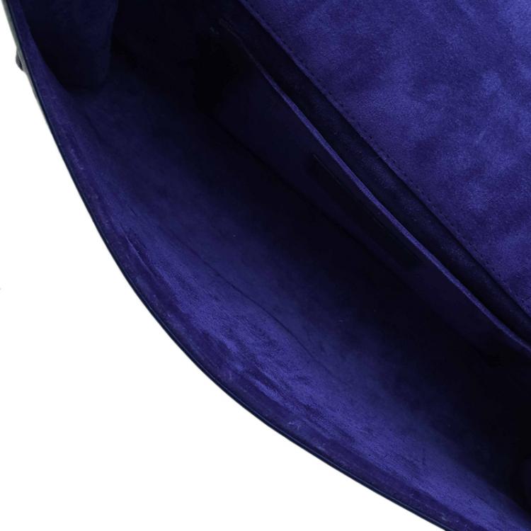 Pre Owned Saint Laurent Paris Blue Leather Large Chyc Clutch