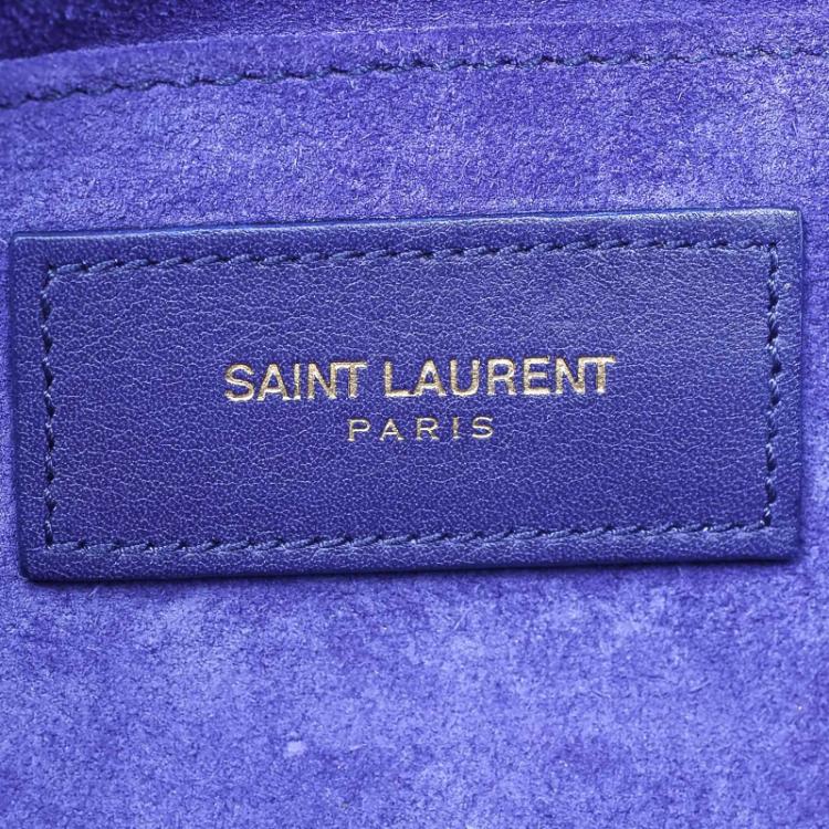 Pre Owned Saint Laurent Paris Blue Leather Large Chyc Clutch