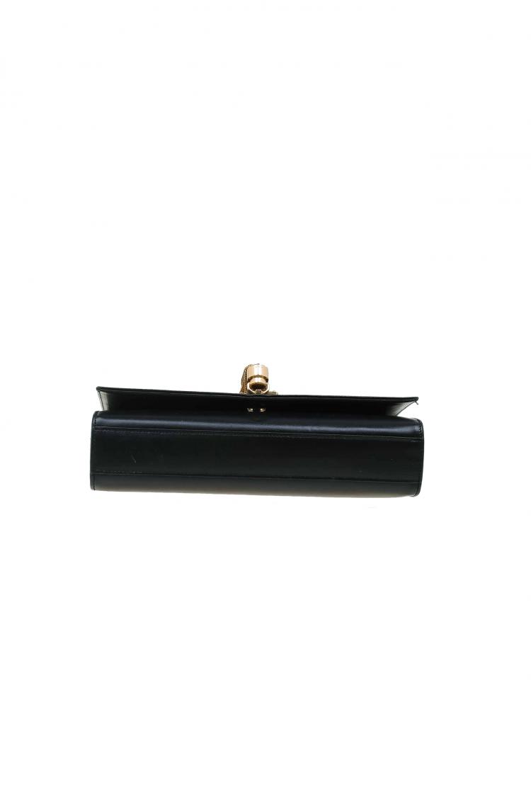 Pre Owned Saint Laurent Paris Black Leather Medium Tassel Crossbody Bag