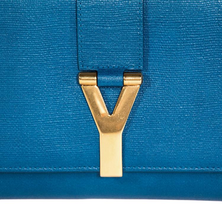 Pre Owned Saint Laurent Blue Leather Chyc Clutch