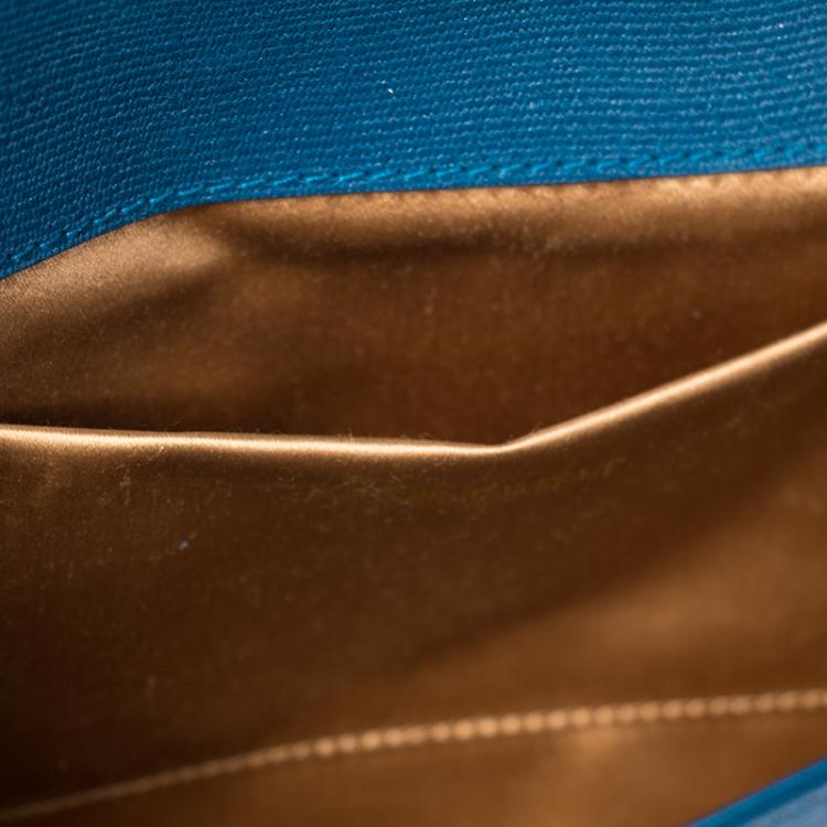 Pre Owned Saint Laurent Blue Leather Chyc Clutch
