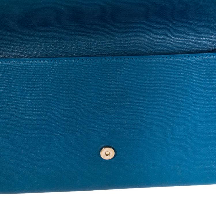 Pre Owned Saint Laurent Blue Leather Chyc Clutch
