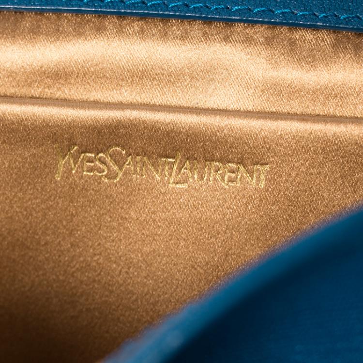 Pre Owned Saint Laurent Blue Leather Chyc Clutch