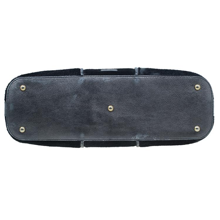 Pre Owned Saint Laurent Paris Metallic Grey Pony Hair Muse Tote