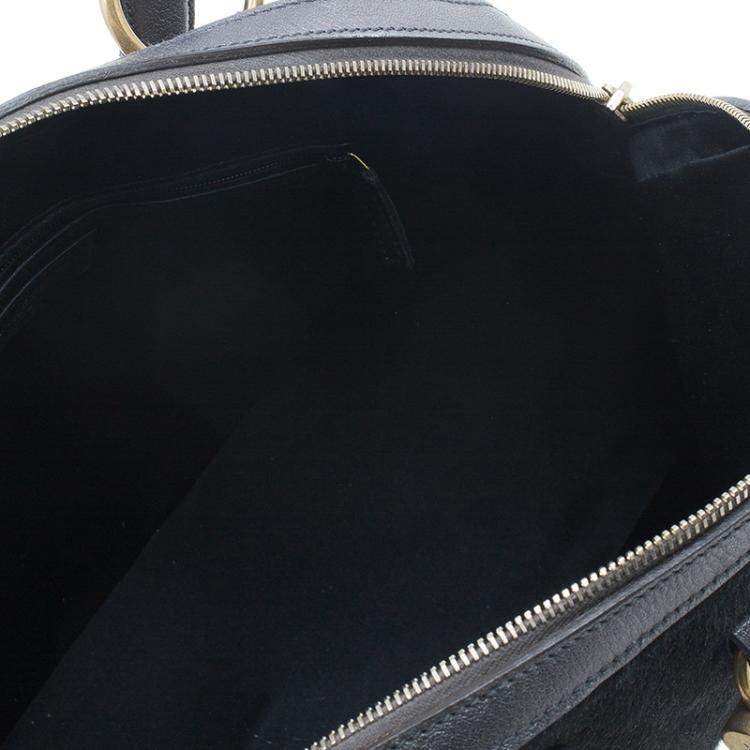 Pre Owned Saint Laurent Paris Metallic Grey Pony Hair Muse Tote