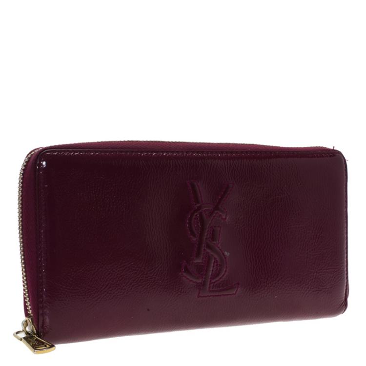 Pre Owned Saint Laurent Paris Purple Glazed Leather Bell De Jour Wallet
