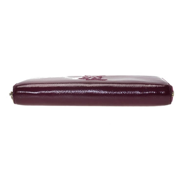 Pre Owned Saint Laurent Paris Purple Glazed Leather Bell De Jour Wallet