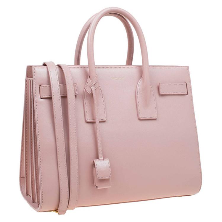 Pre Owned Saint Laurent Paris Blash Pink Leather Small Classic Sac De Jour Tote