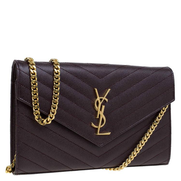 Pre Owned Saint Laurent Paris Burgundy Matelasse Leather Shoulder Bag