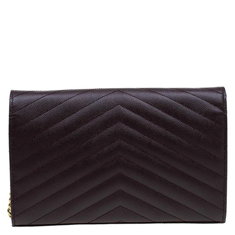Pre Owned Saint Laurent Paris Burgundy Matelasse Leather Shoulder Bag