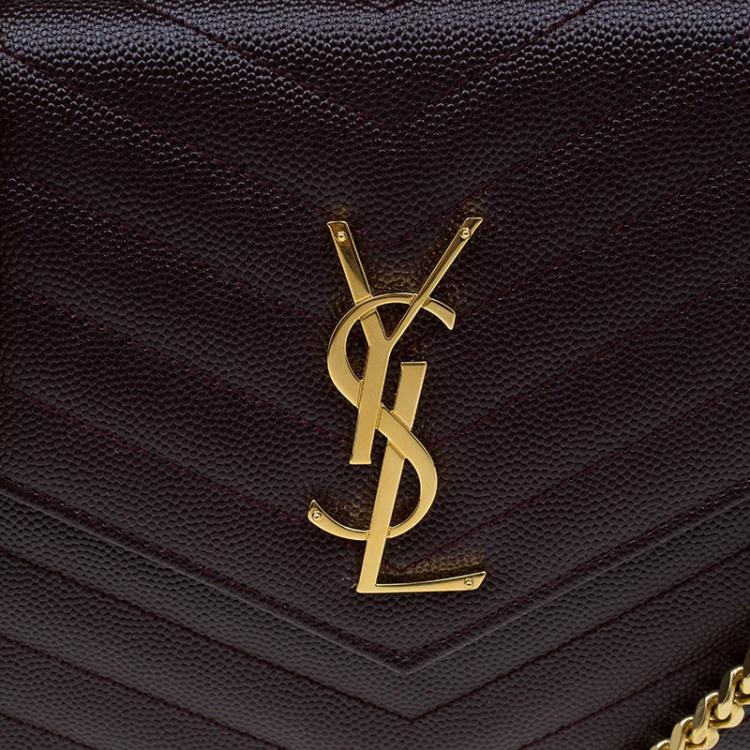 Pre Owned Saint Laurent Paris Burgundy Matelasse Leather Shoulder Bag