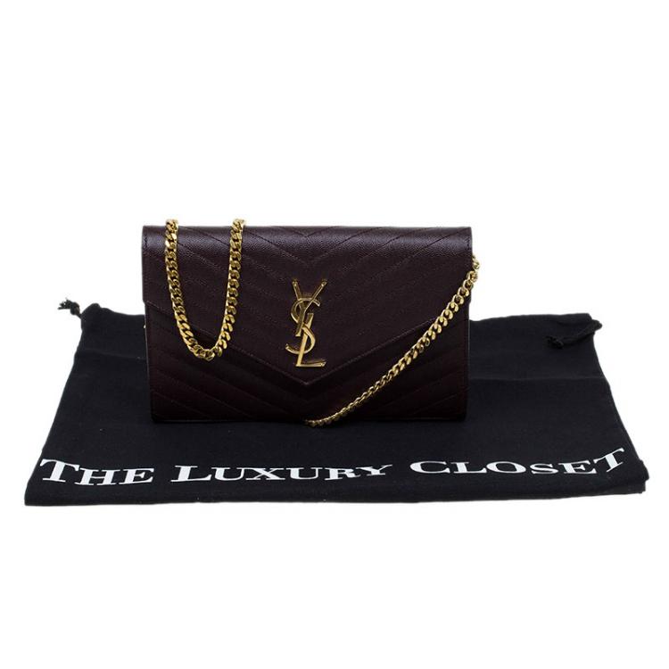Pre Owned Saint Laurent Paris Burgundy Matelasse Leather Shoulder Bag