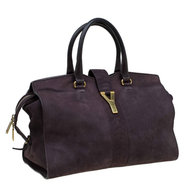 Pre Owned Saint Laurent Paris Dark Brown Leather Medium Cabas Chyc Satchel