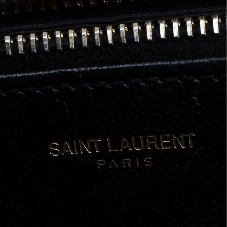 Pre Owned Saint Laurent Paris Black Matelasse Leather Cassandre Shopper Tote