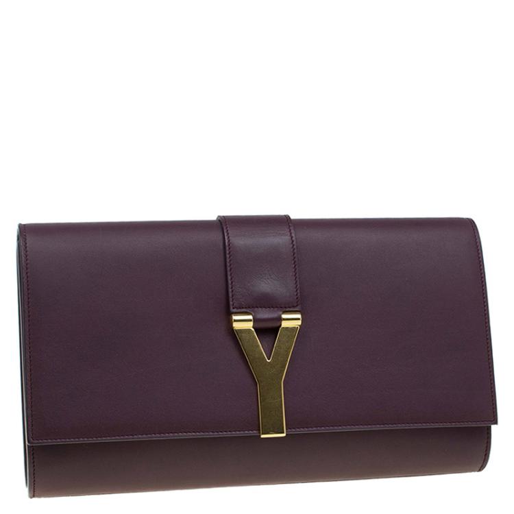 Pre Owned Saint Laurent Paris Burgundy Leather Large Chyc Clutch