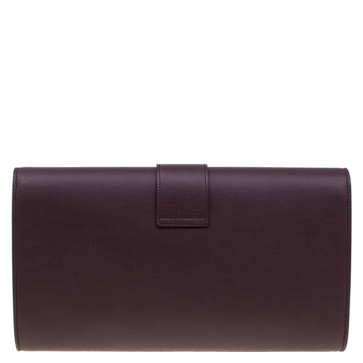 Pre Owned Saint Laurent Paris Burgundy Leather Large Chyc Clutch