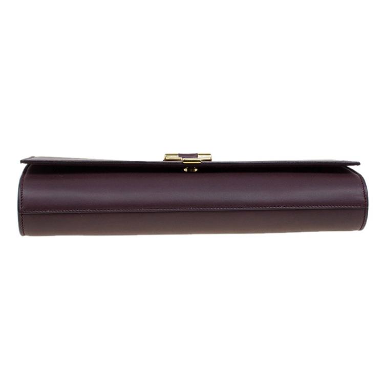 Pre Owned Saint Laurent Paris Burgundy Leather Large Chyc Clutch