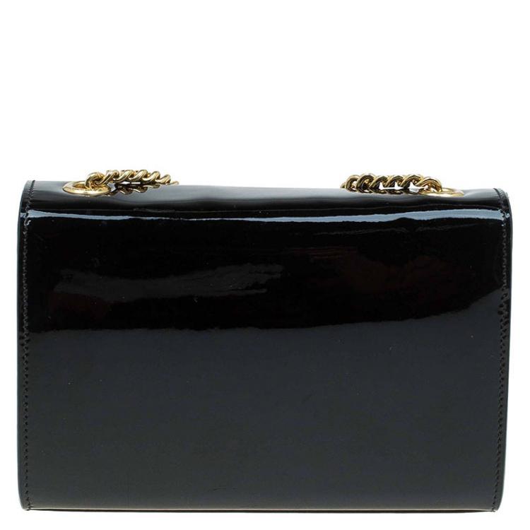 Pre Owned Saint Laurent Paris Black Patent Leather Small Tassel Crossbody Bag