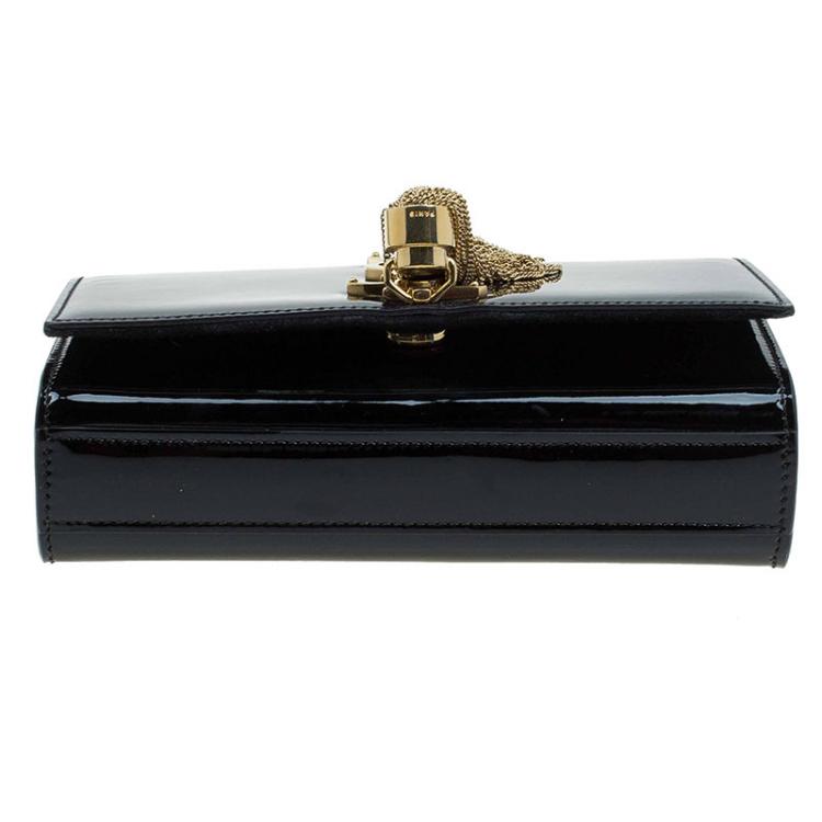 Pre Owned Saint Laurent Paris Black Patent Leather Small Tassel Crossbody Bag
