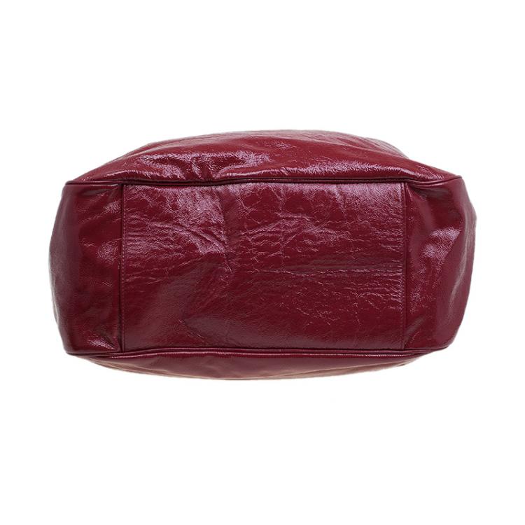 Pre Owned Saint Laurent Paris Burgundy Patent Leather Roady Hobo