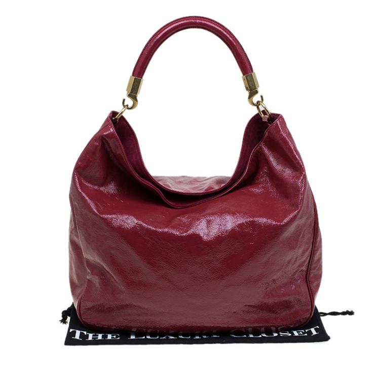 Pre Owned Saint Laurent Paris Burgundy Patent Leather Roady Hobo