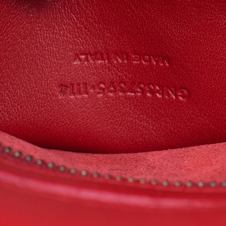 Pre Owned Saint Laurent Paris Red Leather Small Cabas Monogram Top Handle Bag