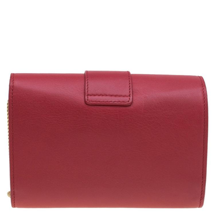 Pre Owned Saint Laurent Red Leather Mini ChYc Crossbody Bag