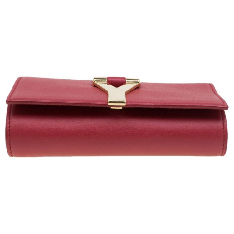 Pre Owned Saint Laurent Red Leather Mini ChYc Crossbody Bag