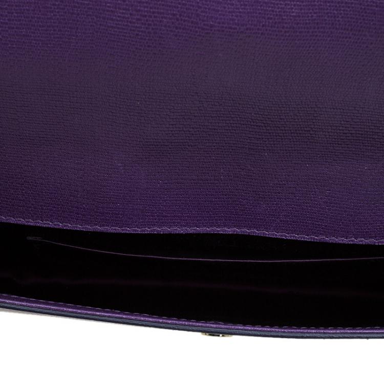 Pre Owned Saint Laurent Paris Purple Leather Large Chyc Clutch