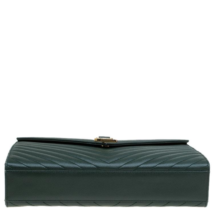مملوكة مسبقًا Saint Laurent Paris Green Matelasse Leather Large Cassandre Flap Bag