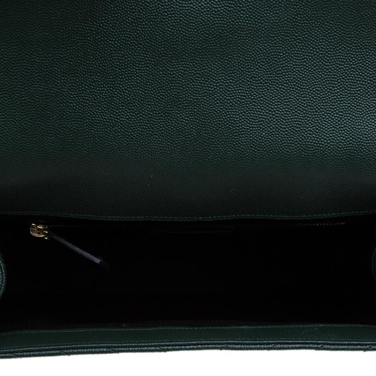 مملوكة مسبقًا Saint Laurent Paris Green Matelasse Leather Large Cassandre Flap Bag