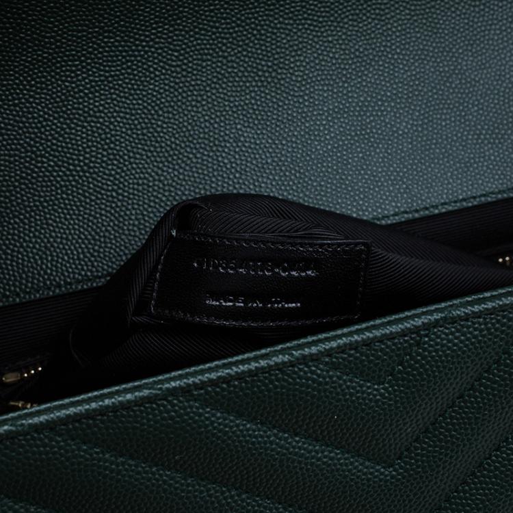 مملوكة مسبقًا Saint Laurent Paris Green Matelasse Leather Large Cassandre Flap Bag