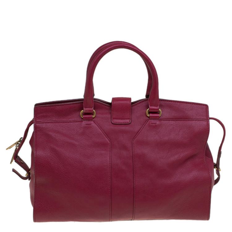 Pre Owned Saint Laurent Paris Red Leather Medium Cabas Chyc Satchel