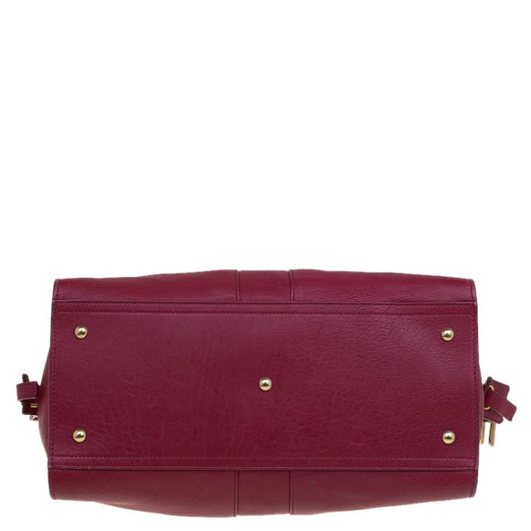 Pre Owned Saint Laurent Paris Red Leather Medium Cabas Chyc Satchel