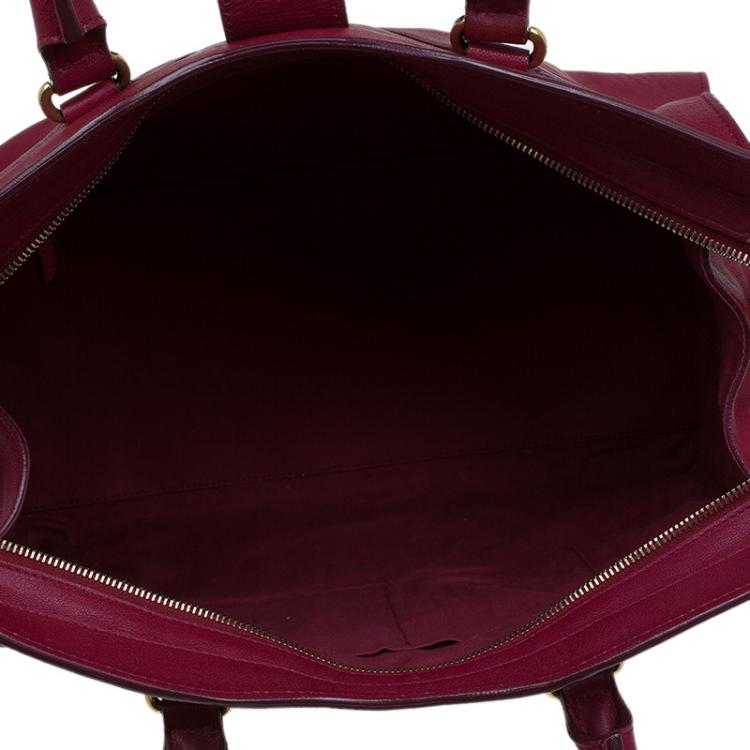 Pre Owned Saint Laurent Paris Red Leather Medium Cabas Chyc Satchel