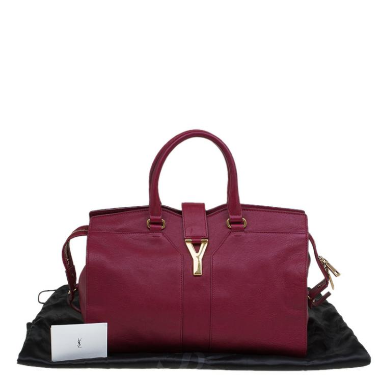 Pre Owned Saint Laurent Paris Red Leather Medium Cabas Chyc Satchel