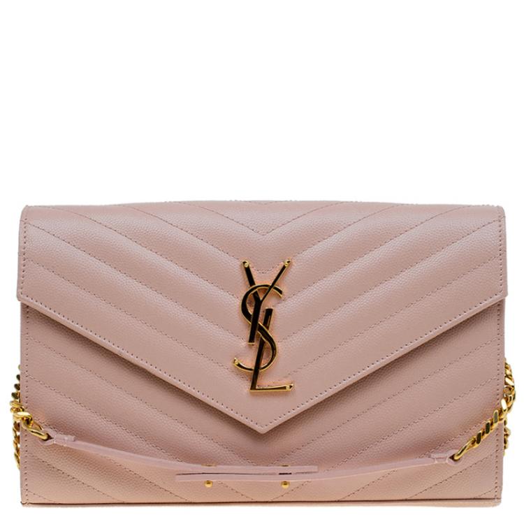 Pre Owned Saint Laurent Paris Pink Matelasse Leather Shoulder Bag