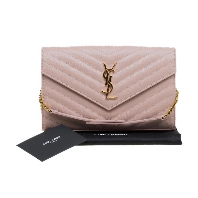 Pre Owned Saint Laurent Paris Pink Matelasse Leather Shoulder Bag